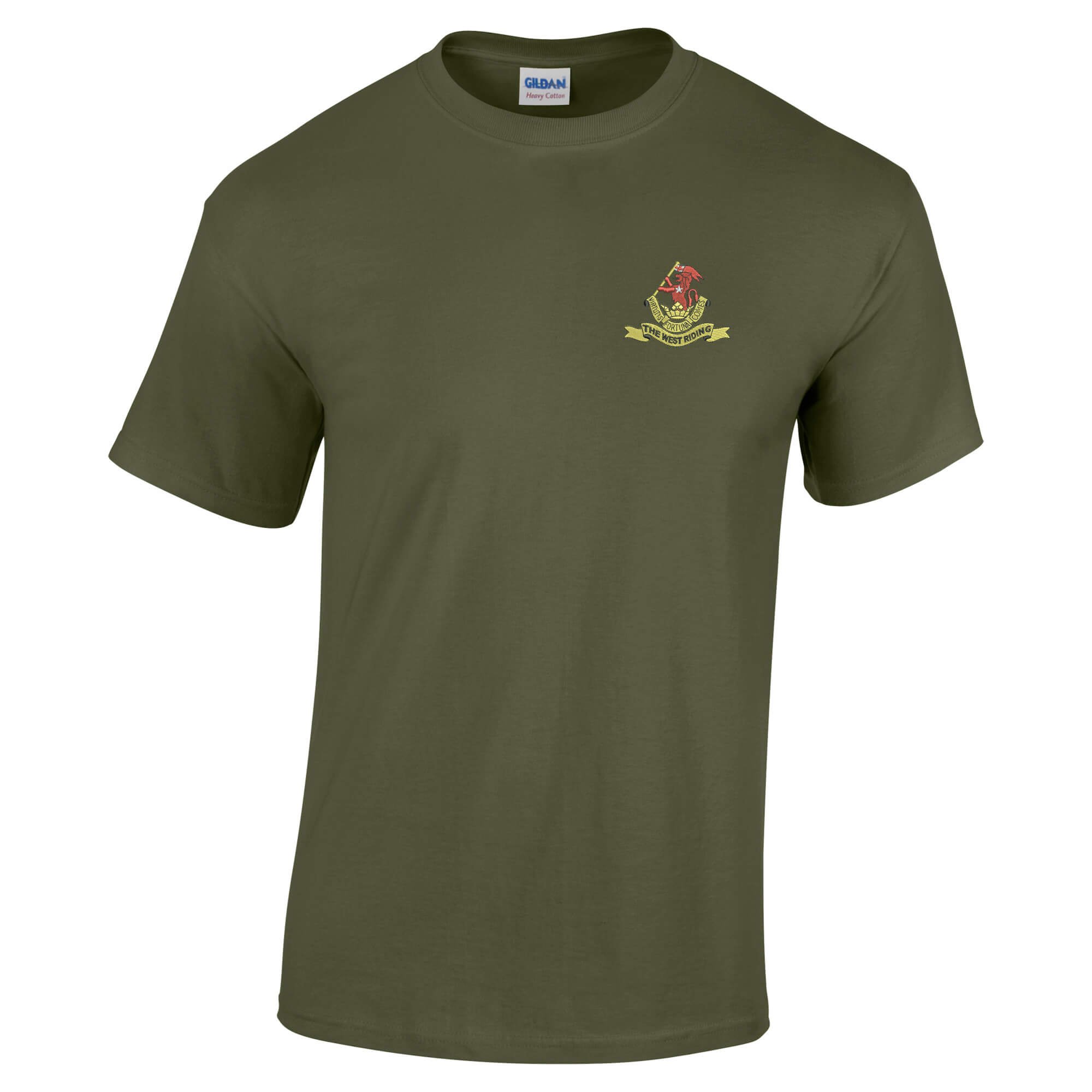 Pineapple Joe's Men's Military Green Duke Of Wellington's Regit Embroidered T-Shirt - Medium