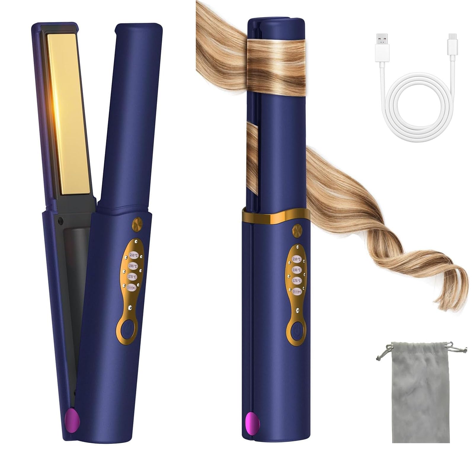 Amazon.com : OBEST Cordless Hair Straighteners Curler 2 in 1 
