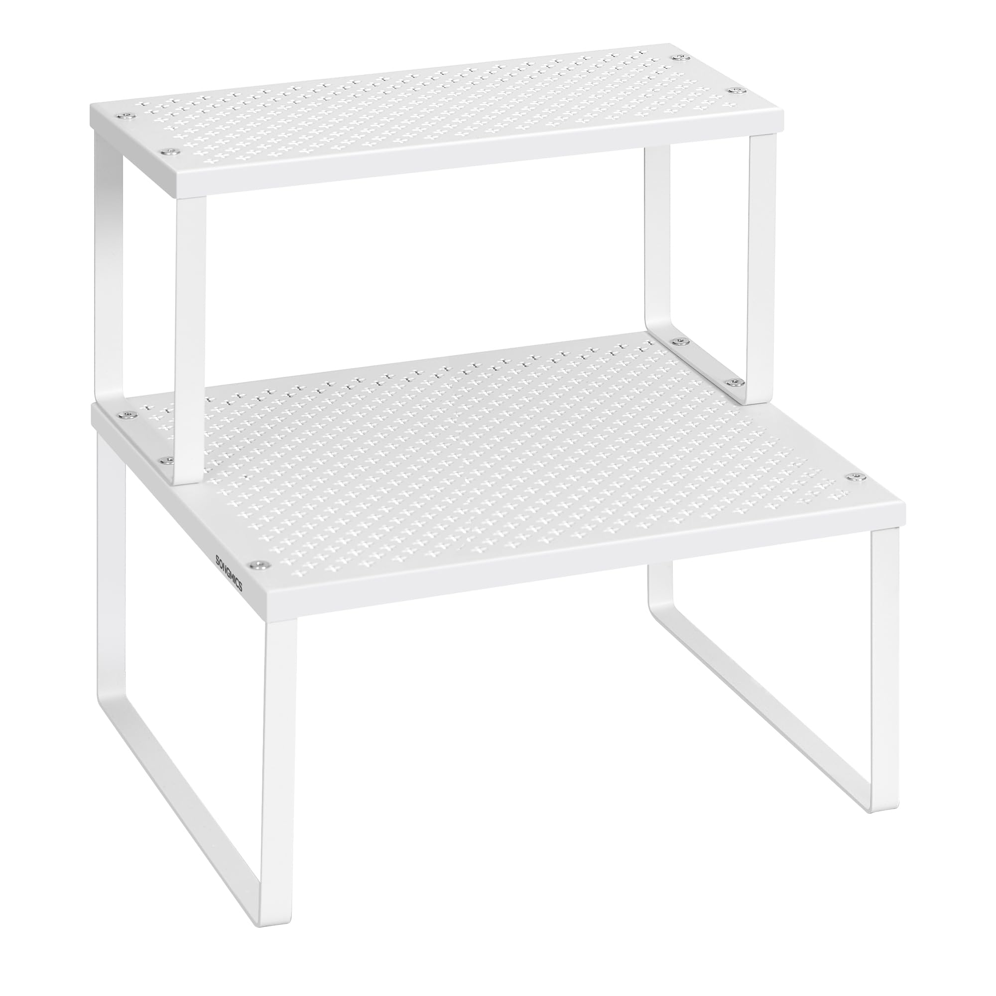 SONGMICS 2-Pack White Metal Spice Racks, Stackable