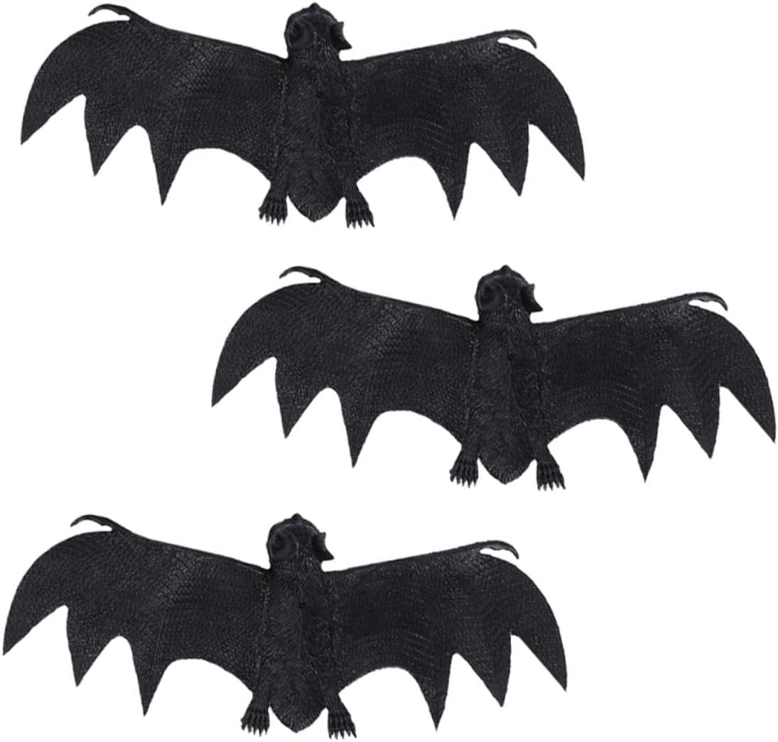 3pcs Realistic Creepy Bat Props for Halloween Decor Spooky Simulation Bats for Haunted House Graveyard and Party Ornaments