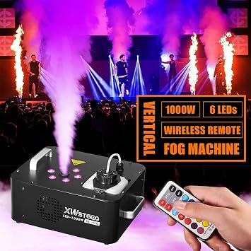 XWSTGEQ 1000W Vertical Fog Machine 2 Pack RGB LED Lights Wireless Remote