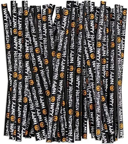 Candy Molds N More 4 inch Happy Halloween Twist Ties, 100 Pieces