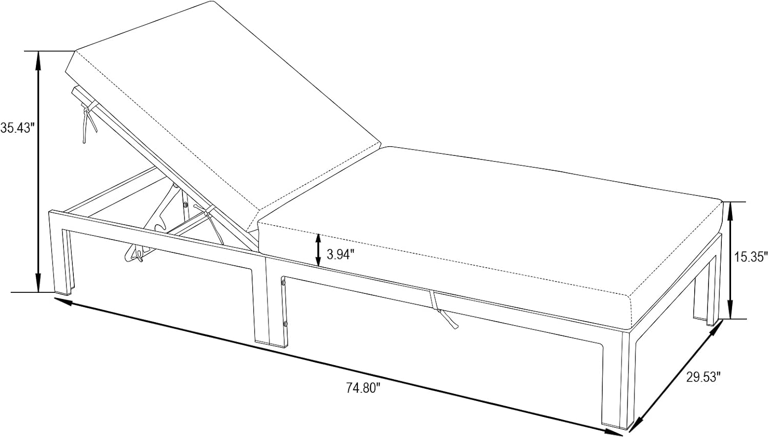 LeisureMod Chelsea Modern White Aluminum Chaise Lounge Outdoor Patio Chair with Cushions, Light Grey