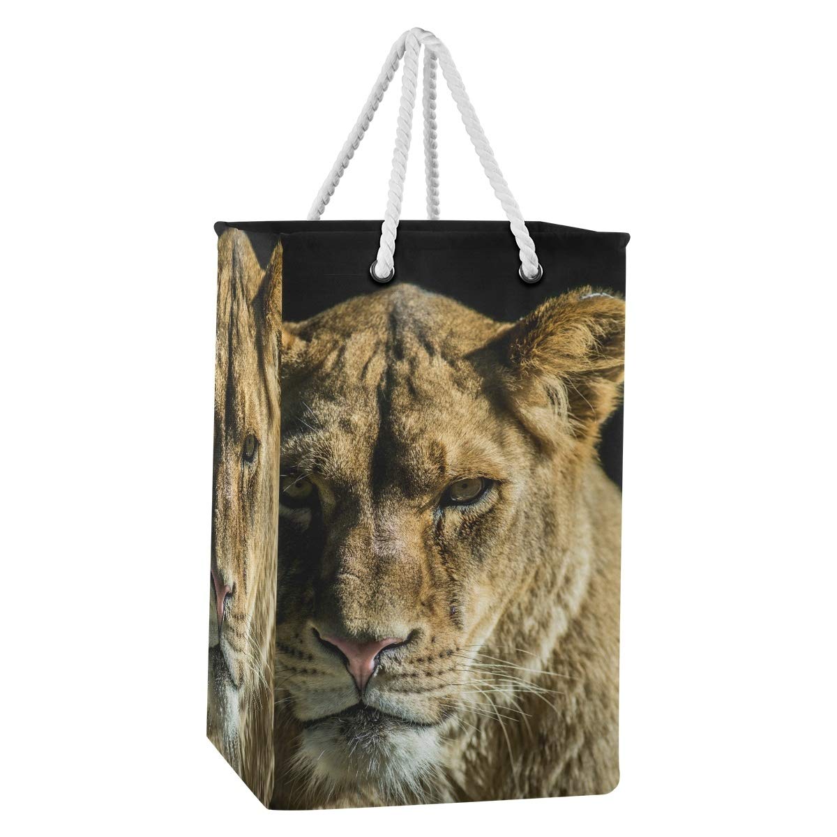 Lioness Wäschesack, groß, freistehend, faltbar, mit Tragegriffen, Schwarz