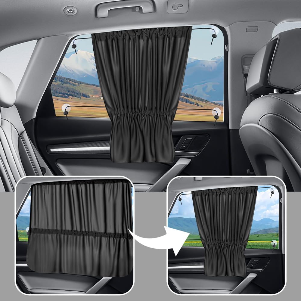2PCS Car Window Shades,Suction Cup Mount Car Side Window Sun Shade for Sun Protection,Universal Window Covers for Privacy CCar Accessories Interior for Most Cars Trucks SUVs