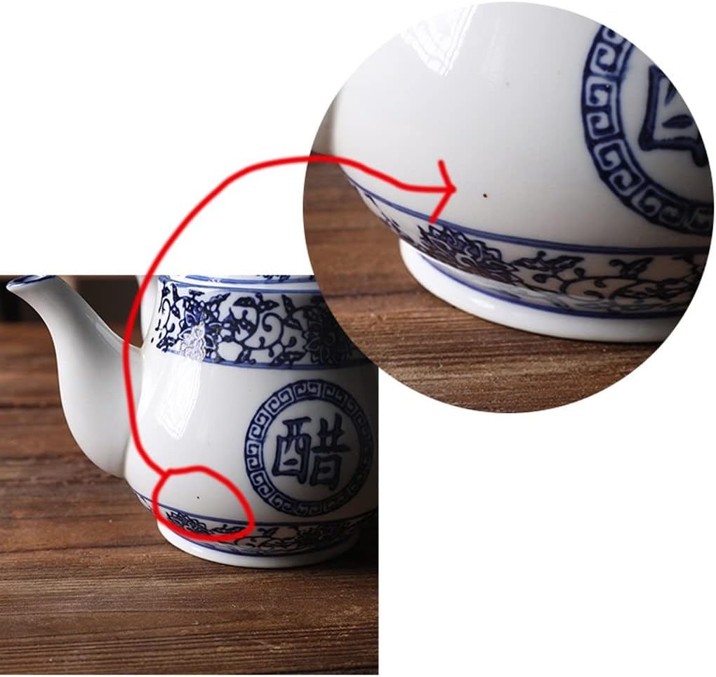 Condiment Can Ceramic Vinegar Pot with Lid Seasoning Oil Pot Chinese Retro Restaurant Restaurant Seasoning Box Jar Home Condiment Jar