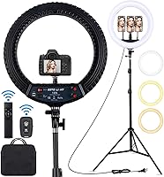 EOTOLIGHT 18 Inch Dimmable LED Ring Light with Tripod Stand, Remote & Selfie Controller for Makeup, Vlogs, YouTube - CRI 90