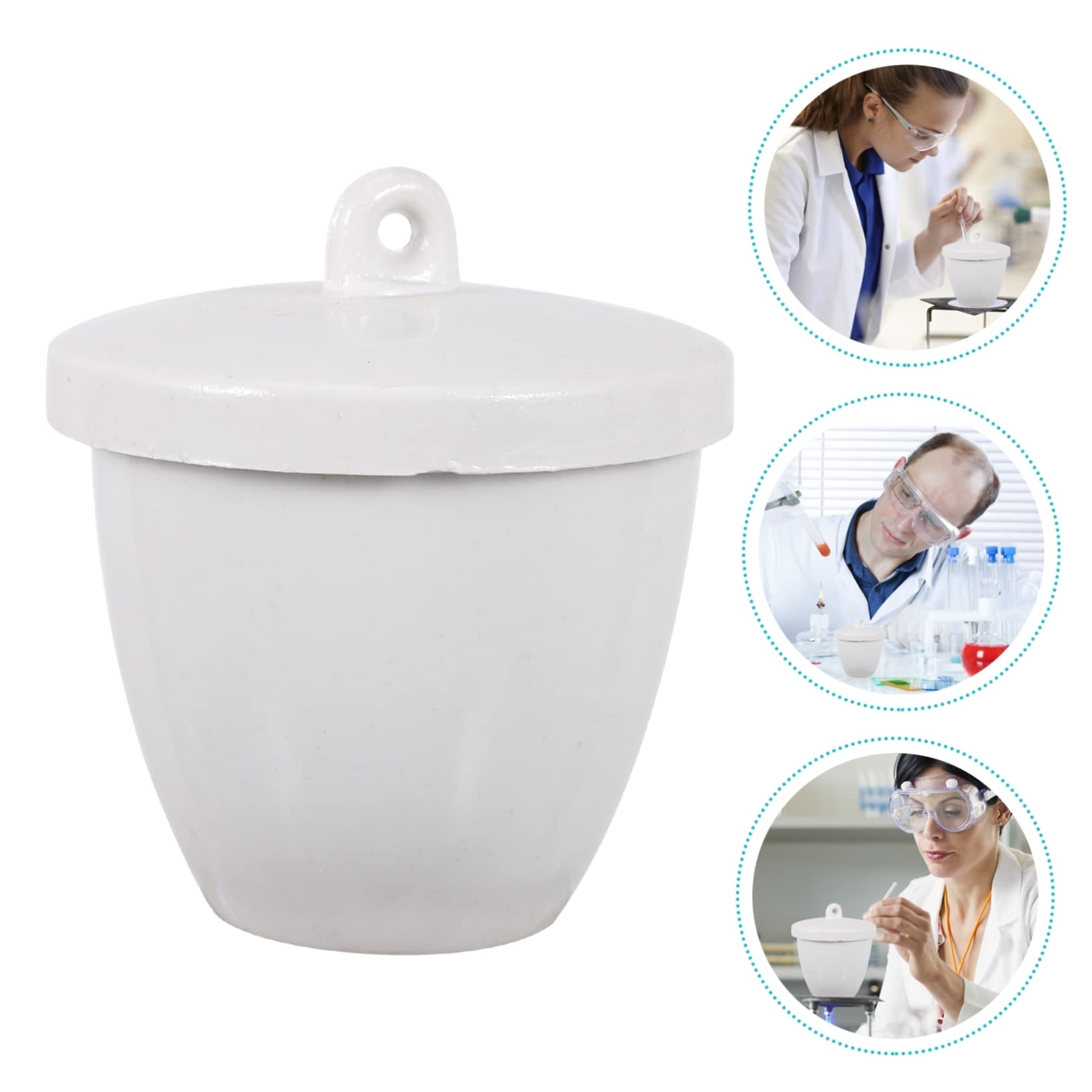 Creuset en Céramique avec Couvercle, 100ml, Lot de 4, Blanc