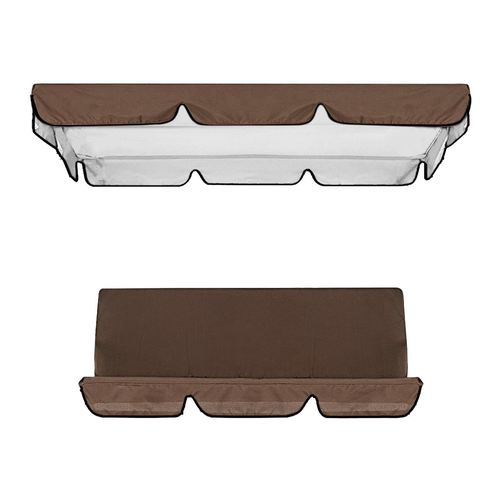 Gralara Kit Copertura per tettoia per Sedia a Dondolo da Giardino Copertura Superiore e Fodera per Cuscino Coprisedile Resistente agli Strappi 150x50x10 cm, Marrone