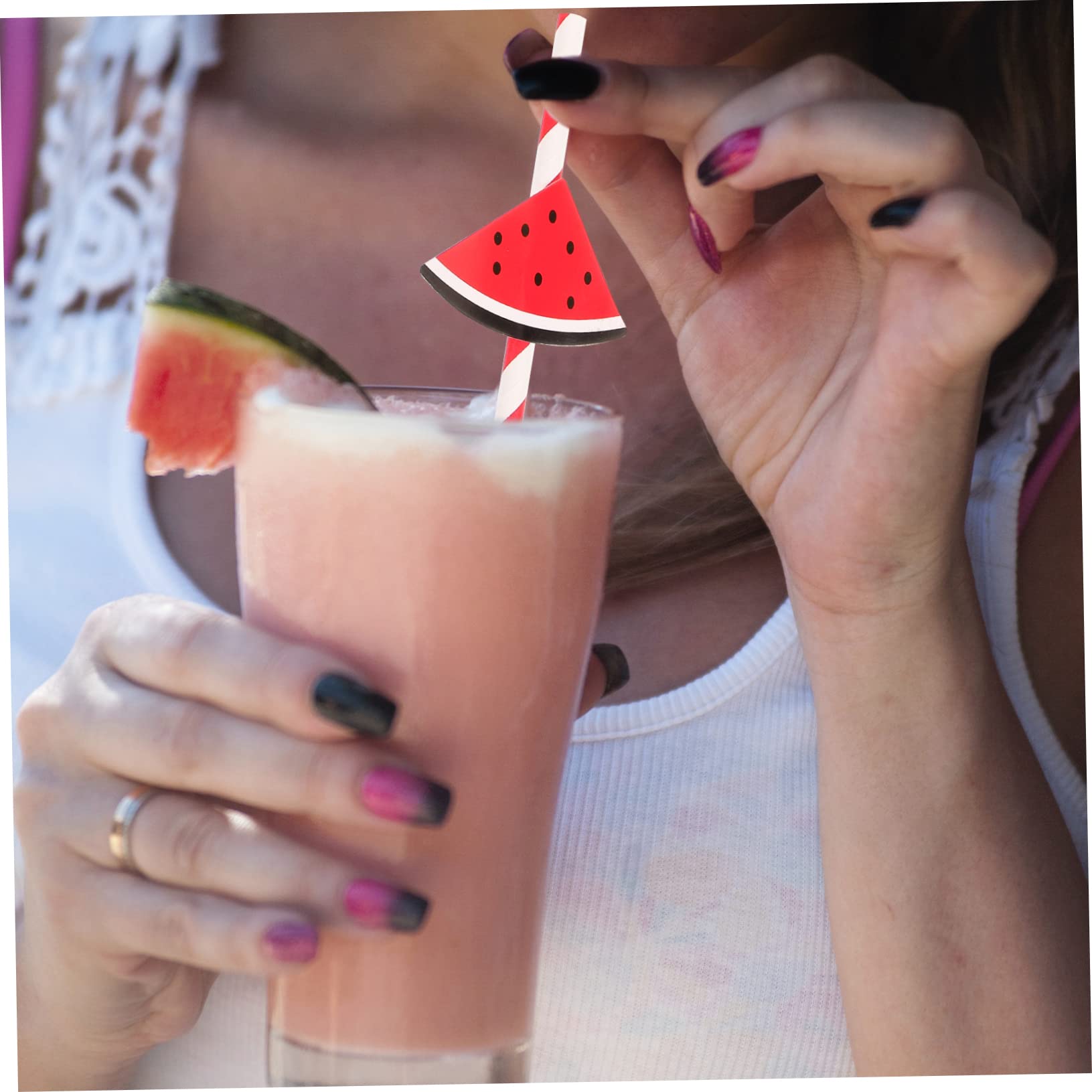 3 series Pajitas De Sandía Para Beber Pajitas De Sandía Decoraciones De Luau Con Temática De Frutas Fiesta Tropical Bebida Cumpleaños Papel Rojo Decorativo 30 piezas x 3