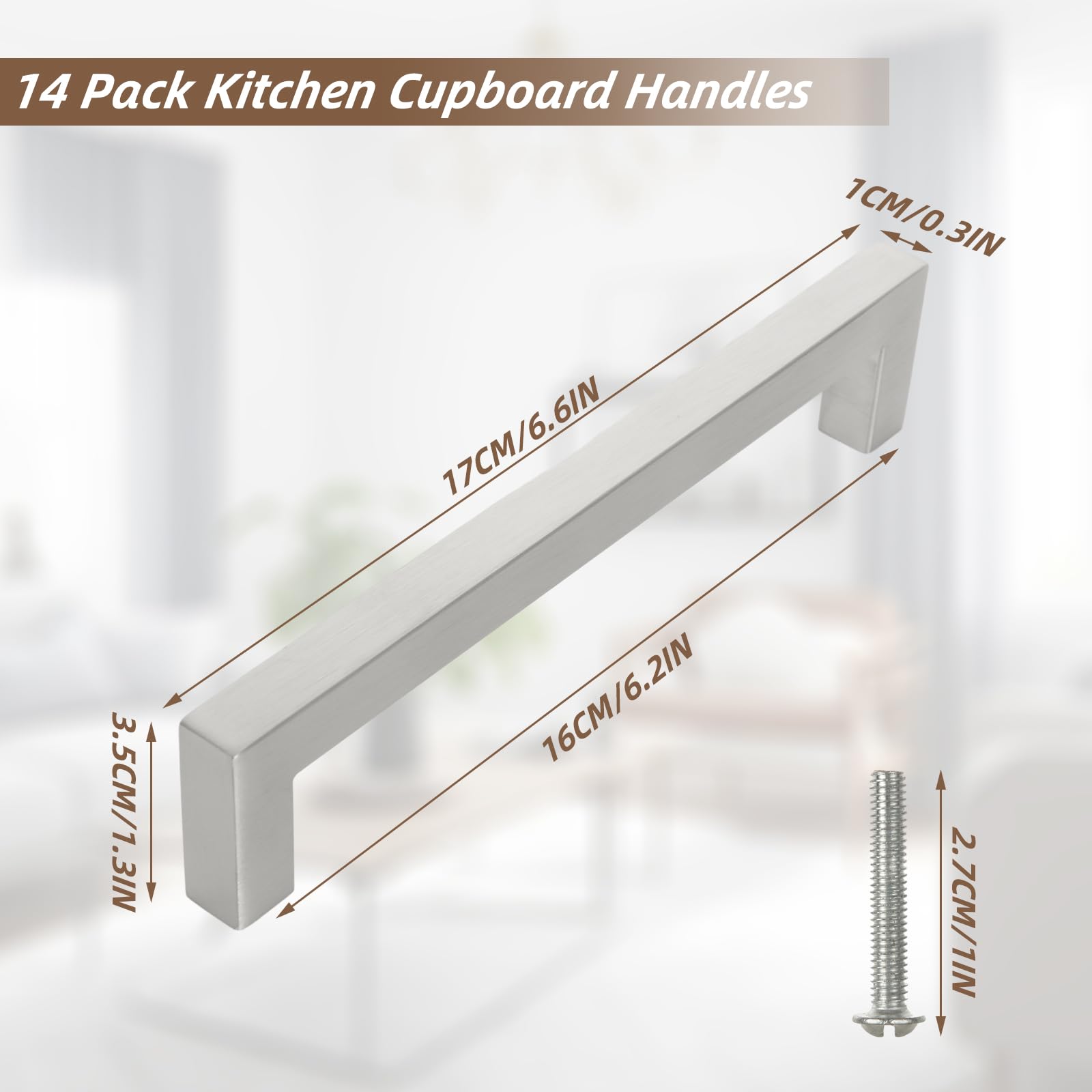 APACALI 14 Pack Kitchen Cupboard Handles, 160mm Kitchen Door Handles, Stainless Steel Kitchen Cabinet Handles - Image 2