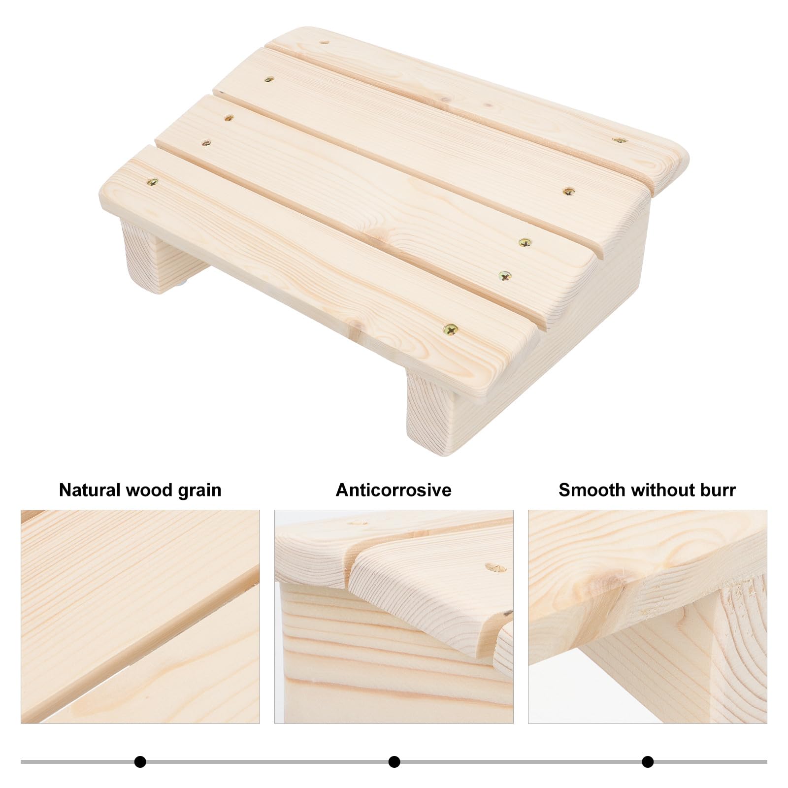 ULTECHNOVO Poggiapiedi e Offre uno Stoccaggio Pratico in Legno Massello Inclinato Sgabello Poggiagambe Robusto Migliora Comfort per Ufficio e Casa