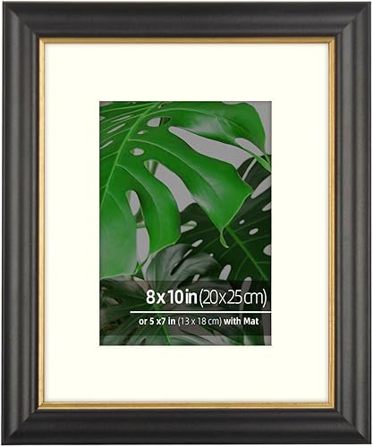 Eitida Marco de fotos vintage retro antiguo de 2 tonos de madera negro dorado de 11 x 14 pulgadas, tapete blanco roto de 8 x 10 pulgadas, protección