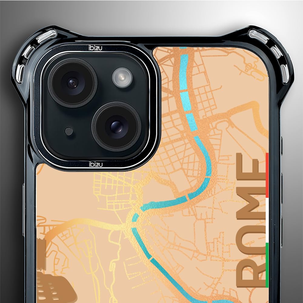 Etui do iPhone 15 IBIZU DropGuard Ultra kompatybilne z MagSafe, mapy świata, Rome