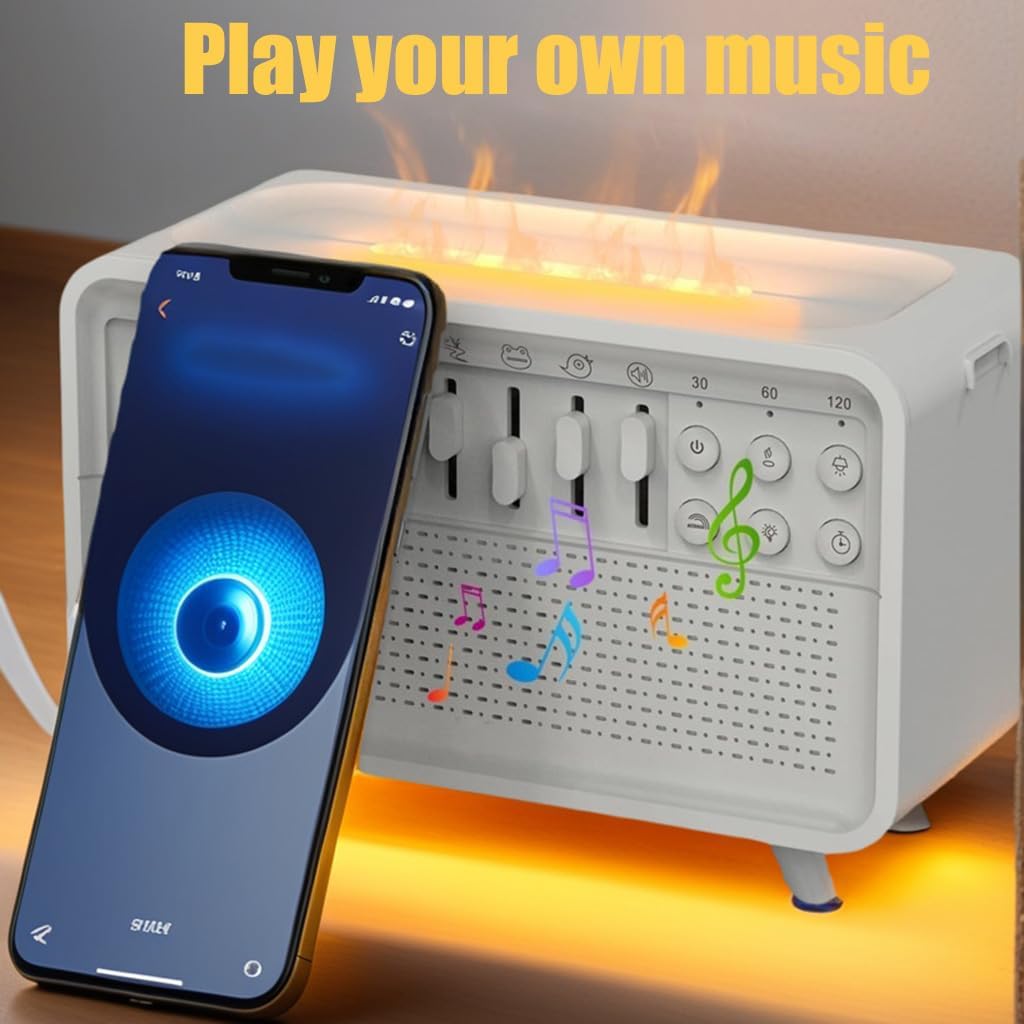 White Noise Night Light Humidifier,3-in-1 White Noise Sound Machine with 8 Ambient Sounds,Aroma Humidifier,Great for Sleep,Meditation,Study,Yoga Great