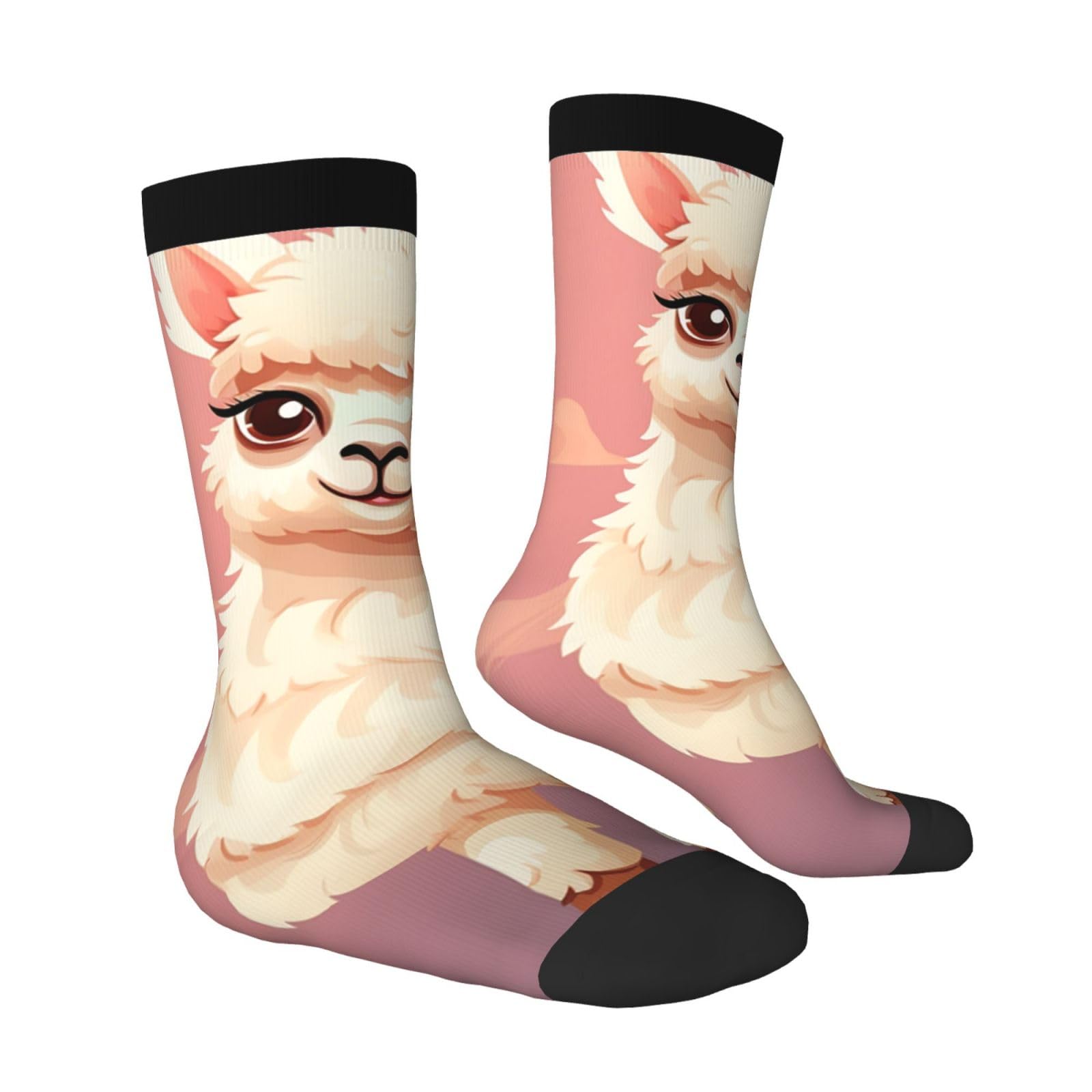 LZQPOEAS Cute Llama Athletic Socks Unisex Cushioned Crew Socks Hiking Running Calf Sock Soft Above Ankle Sock