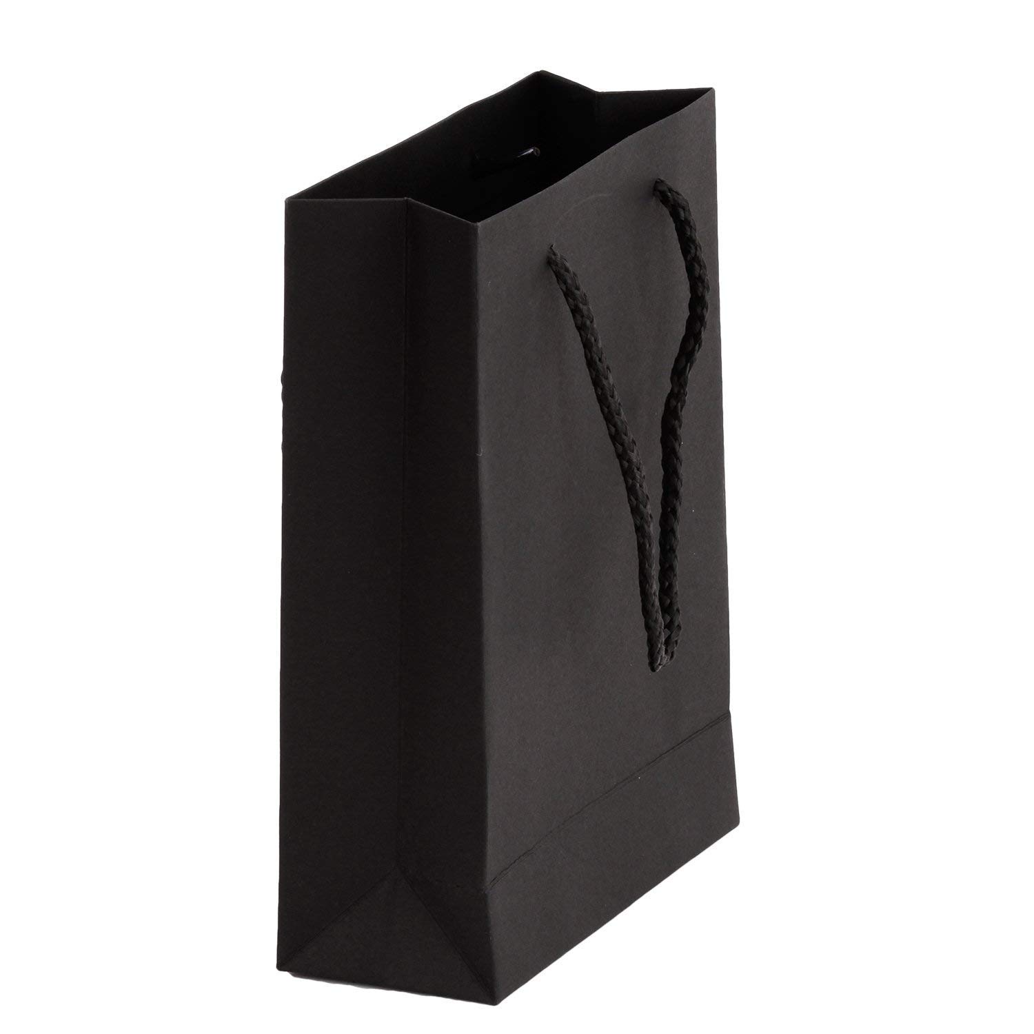 Amit Marketing Black Paper Carry Bag I 250 GSM Kraft Matt Lamination Paper Bags with Braided Cotton Handle I for Return Gifts Carrying Packaging Shopping Grocery Parcel Take Out - L10xW4xH12 Inch (10 Pcs) 2