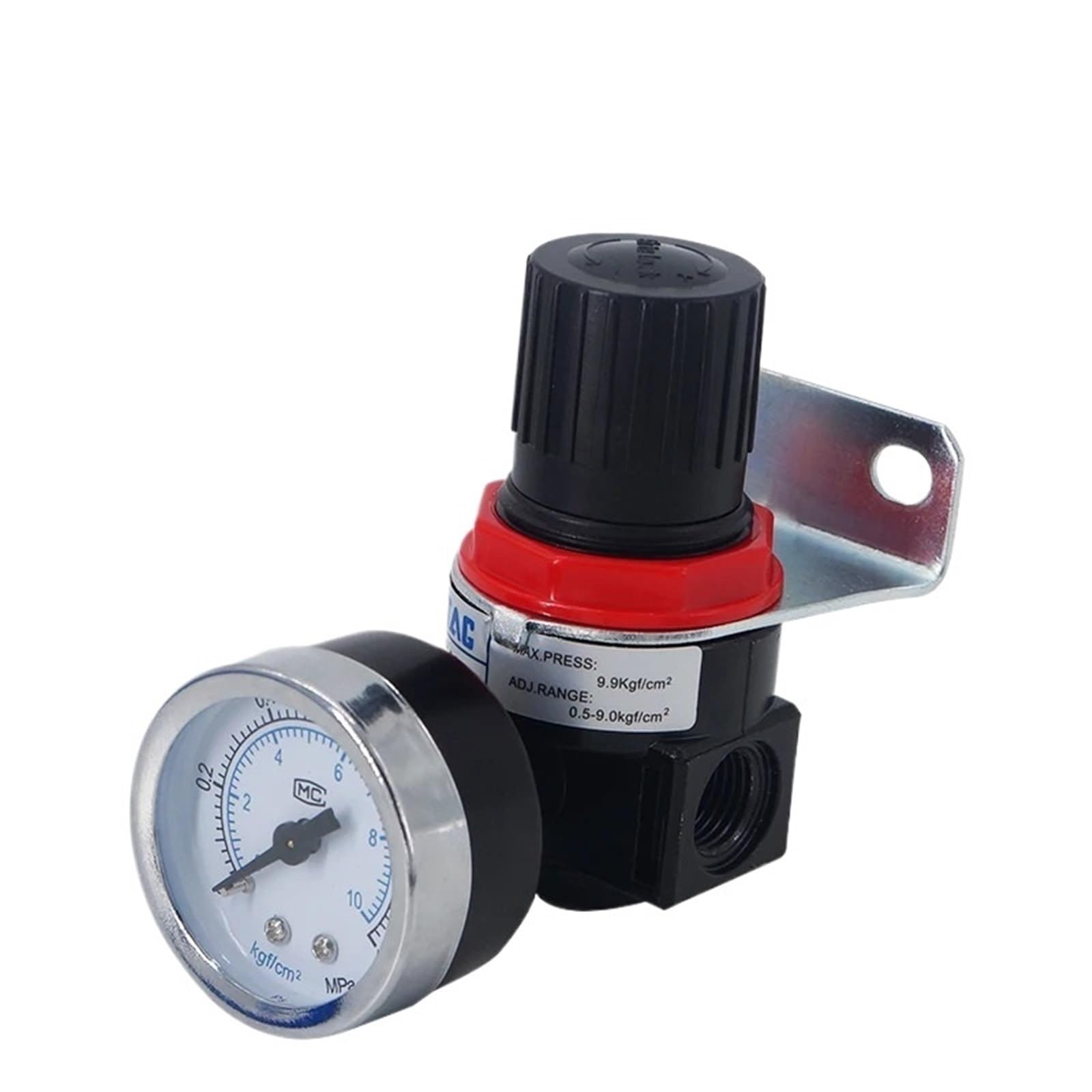 1 unidad AR2000 G1/4 Mini regulador de presión de aire, válvula reductora neumática ajustable con manómetro for compresor AR1500 BR3000 BR4000 10 bar(4MM 4PCS)