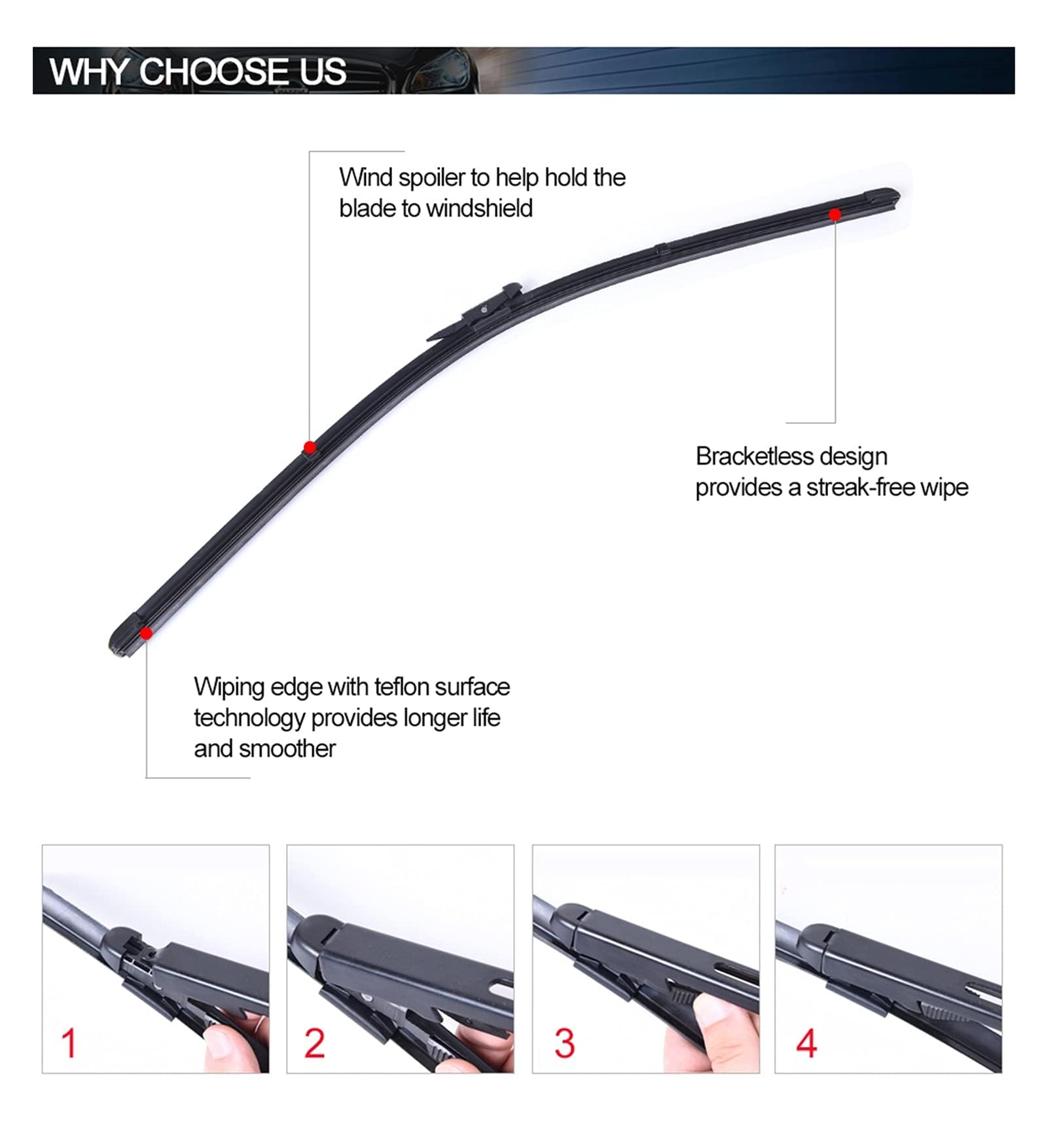 TUBIC Tergicristallo Parabrezza per BMW Serie 4 F32 F33 F36 2013-2017 24"+18",Auto Anteriore e Posteriore Tergicristalli per Parabrezza Ricambio Accessori,LHD