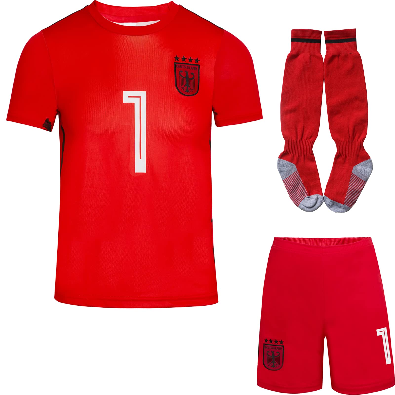Deutschland Neuer Kinder Torwart Trikot Fußball #1, Neu Saison, Shorts Socken Torwarttrikot
