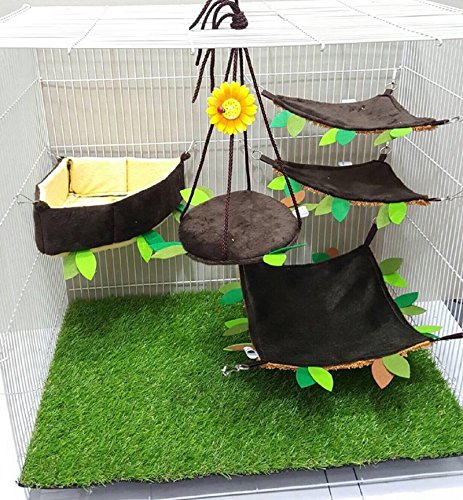 5 Pcs Sugar Glider Hamster Squirrel Chinchillas Small Pet Edge Cushion Cage Set Forest Pattern Get Free 1 Small Pet Treats, Polar Bear's Republic #TOP7