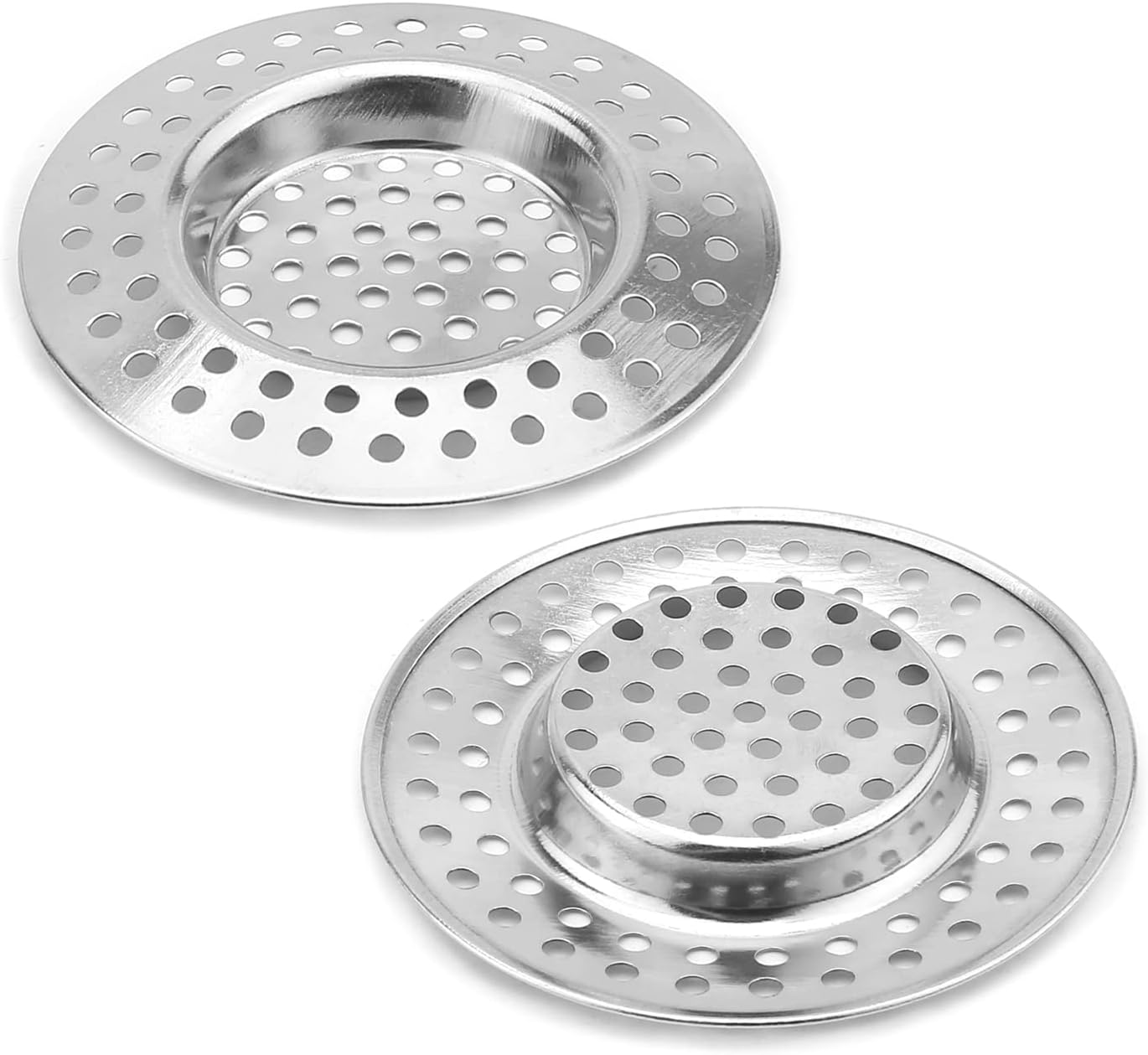 MroMax 2PCS Sink Mesh Filter 2.95" x 1.65" (Outer Diameter x Inner Diameter) Mesh Metal Sink Filter Stainless Steel Sewage Basket Filter Trap Bathroom Sink Drain Filter Silver