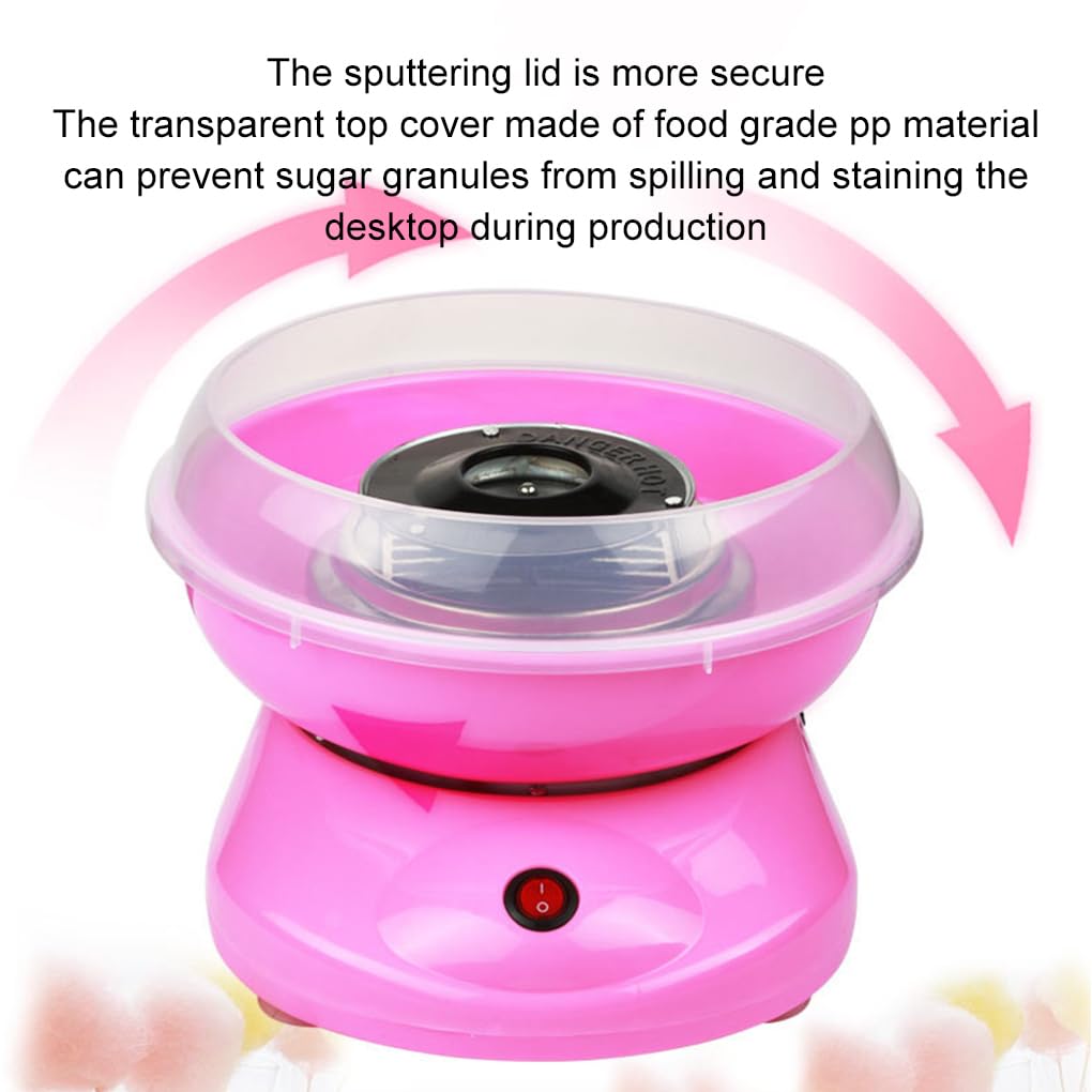 IOIUSKKU Máquina de algodón de azúcar, mini algodón de azúcar automático y elegante para niños, ideal para hacer en casa, Rosa