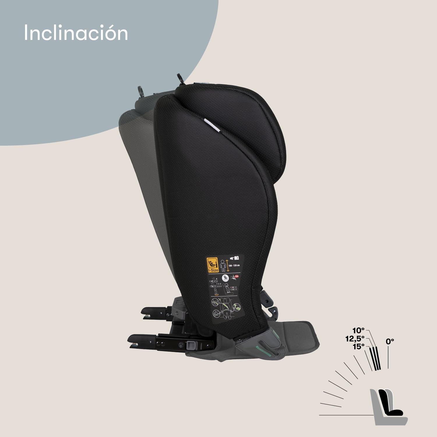 Casualplay Backfix i-size Silla de coche para niños de 3 a 12 años, de 100 a 150 cm, con isofix. Reduce el mareo. Light grey.
