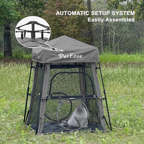 Catio Outdoor Cat Enclosure, 3-in-1 Extra Large Portable Cat Playpen with Tower Tent & Tunnel