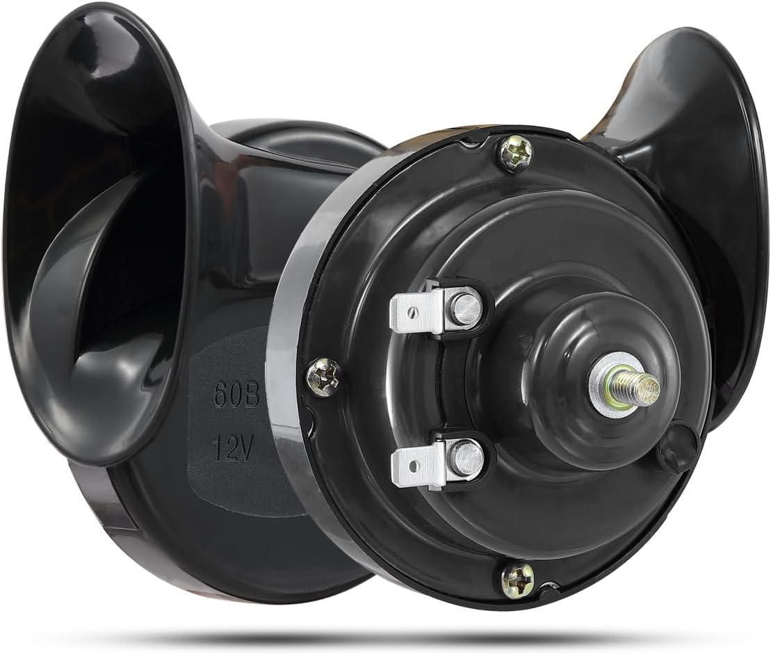 XUANYUDG0769 Universal 12V HIGH Note Horn,Golf Cart Horn Kit with Adjustable Volume,Upgrade Waterproof Replacement Kit Fit for EZGO Club Car Yamaha, Compatible with Motorcycle,UTV,ATV,Boat,Black horn