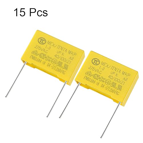 Miniatura 2 de uxcell Condensador de seguridad Película de polipropileno 1uF 275VAC X2 MKP 15 Pcs