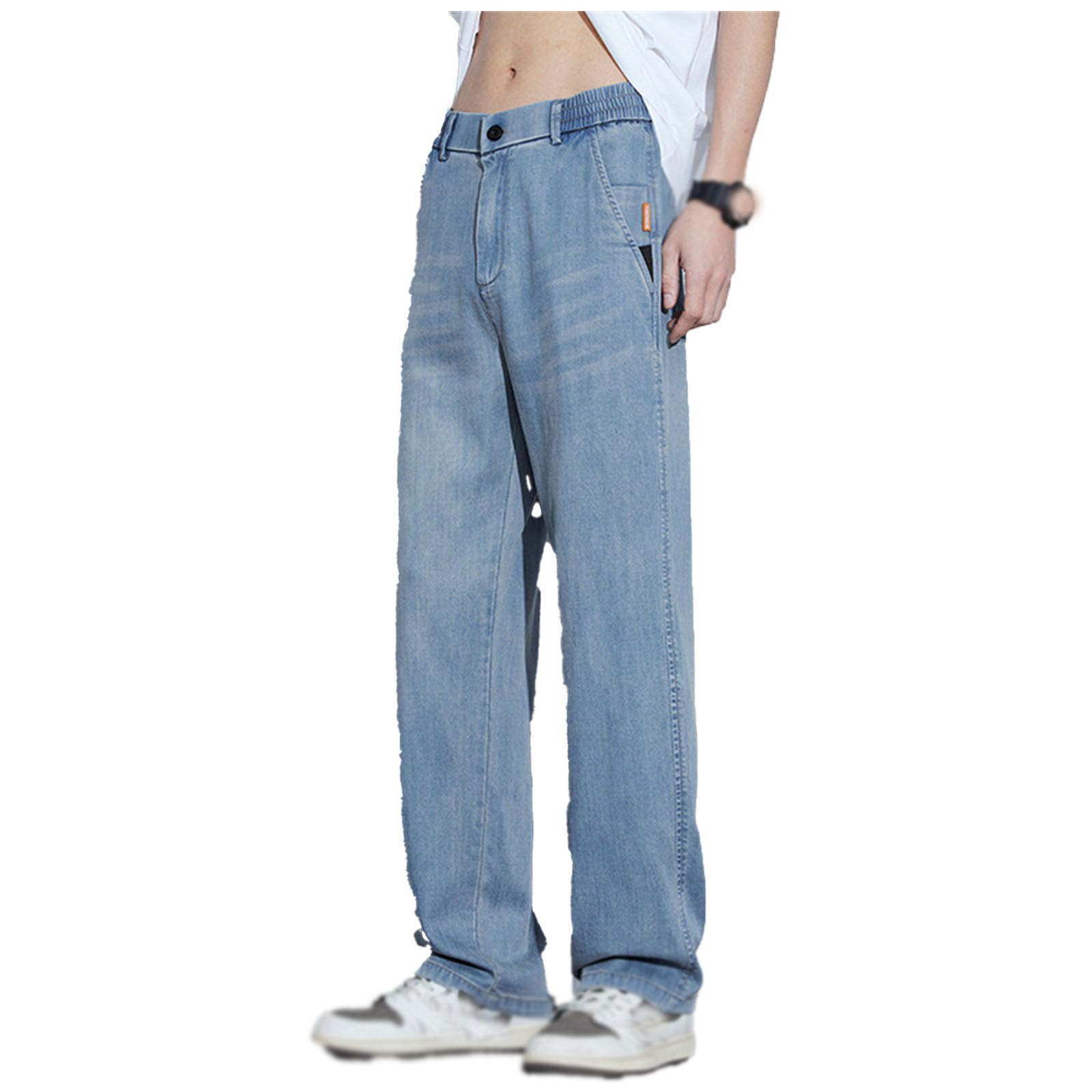 Herren Baggy dżinsy z szerokimi nogawkami, spodnie dżinsowe w stylu vintage z szerokimi nogawkami luźne spodnie uliczne