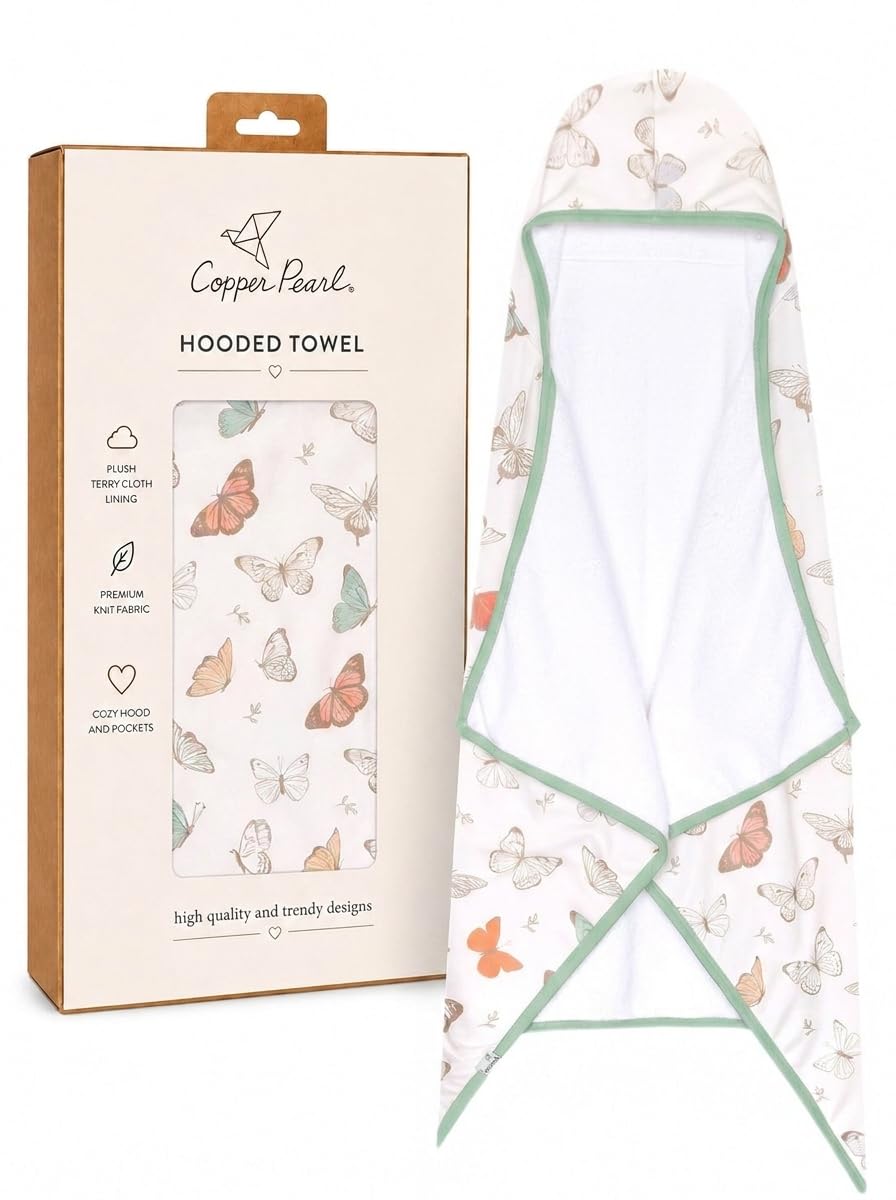 Copper Pearl Hooded Towel for Kids, Soft Hooded Bath Towel for Boys &amp; Girls Age 4+, Large Kids Hooded Towel Wrap, Big Kid Bath Towels with Pockets, Luna