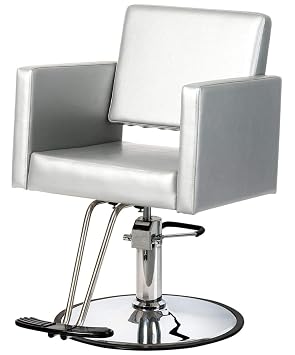 Buy-Rite Argento Salon Styling Chair Extra-Wide Silver Vinyl Hydraulic