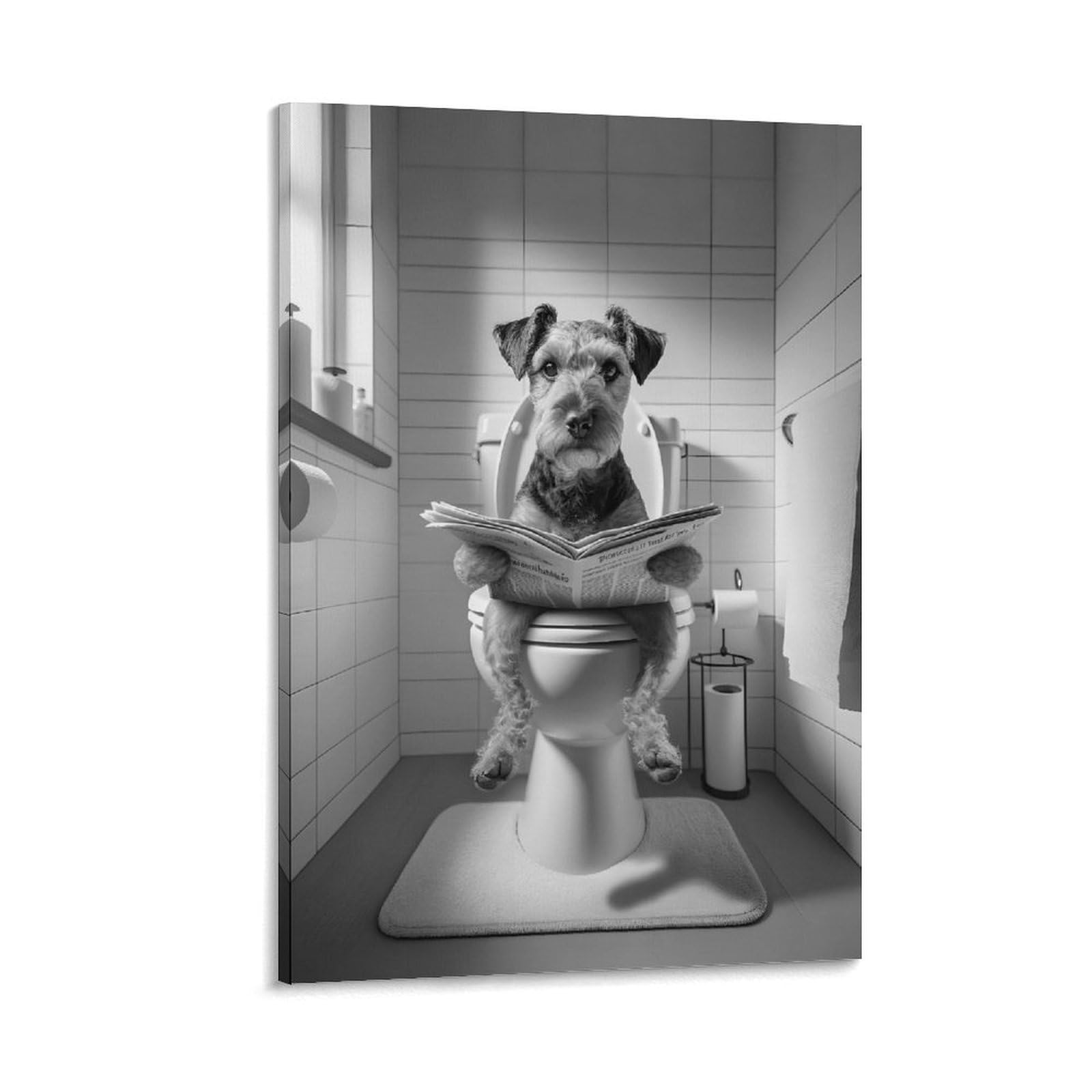 Gqvcjsw Patterdale Terrier, Funny Bathroom Decor Canvas Poster Bedroom Decor Landscape Office Room Decor Gift 12X18inch(30X45cm)