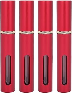 4PCS Refillable Perfume Atomizer Bottle,10ml Perfume Bottle Portable Glass Empty Refillable Pressurized Perfume Bottle Set,Travel and Outing Spray Box Dispenser(AB048D red)