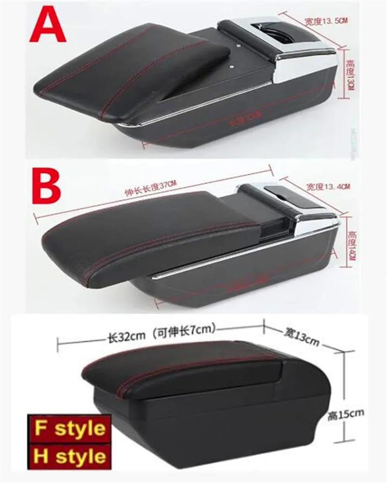 Scatola Bracciolo Con Supporto Multifunzionale Cuscino In PU Accessori Per La Modifica Degli Interni Dell'auto Per I20 2021 2022 Consolle centrale(A black line NO USB)