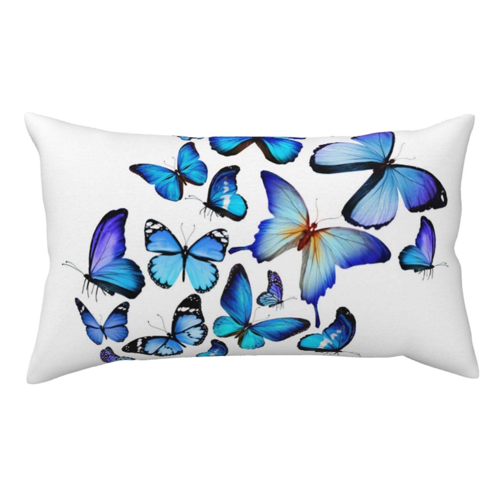 WSHFFILO Blue Butterfly printed Pillow Case 20x36in Corduroy Throw Pillow Cover