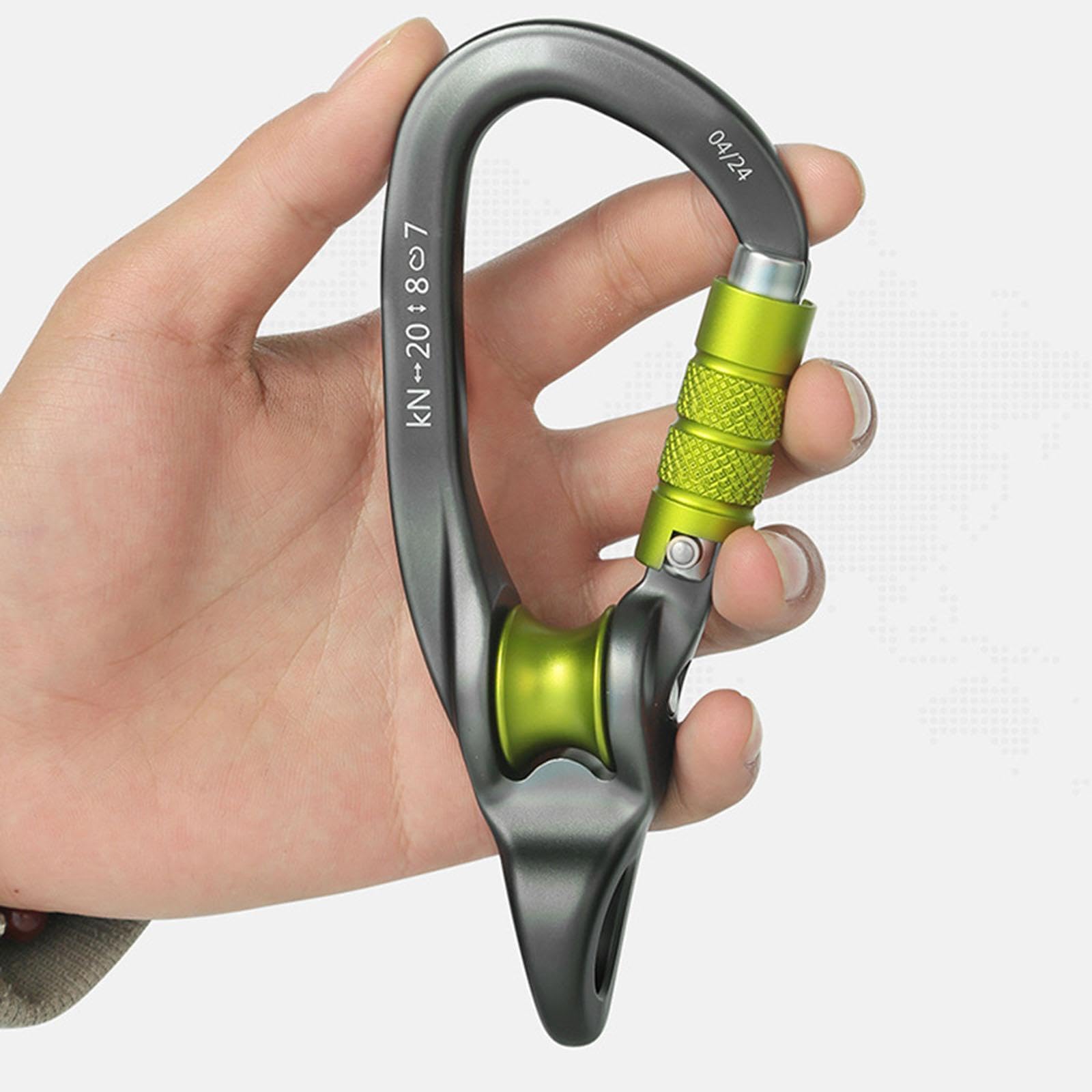 Mosquetón Rock Climbing Pulley Carabiner con Diseño de Cierre Automático Estructura Resistente de Aluminio y Acero Apertura Grande Compatible con
