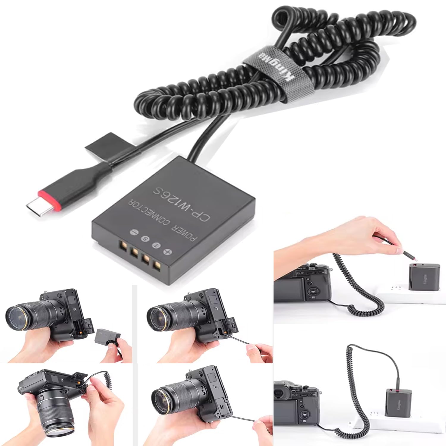KingMa NP-W126 USB-Type-C Coupler (Only for PD Powerbank Type C Output minimum18W 2Amp) Dummy Battery TC Power Supply Kit Compatible with Fuji X-T2 X-T3 X-T10 X-T30 X-T20 XT100 Live Video Vlog