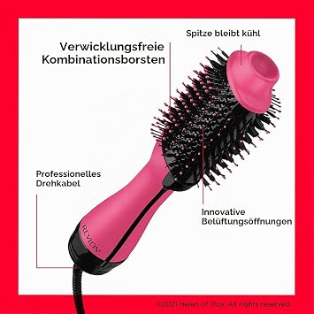 Revlon Salon One-Step Haartrockner und Volumiser – New Pink Edition (One-Step 2-in-1 Styling Tool Ionic und Ceramic Technologie einzigartiges ovales Design für mittlere bis lange Haare)