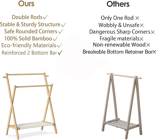 Miniatura 8 de Perchero de ropa para niños, pequeño perchero para mascotas pequeñas, estante de vestir para niños con estante de almacenamiento y varillas dobles,