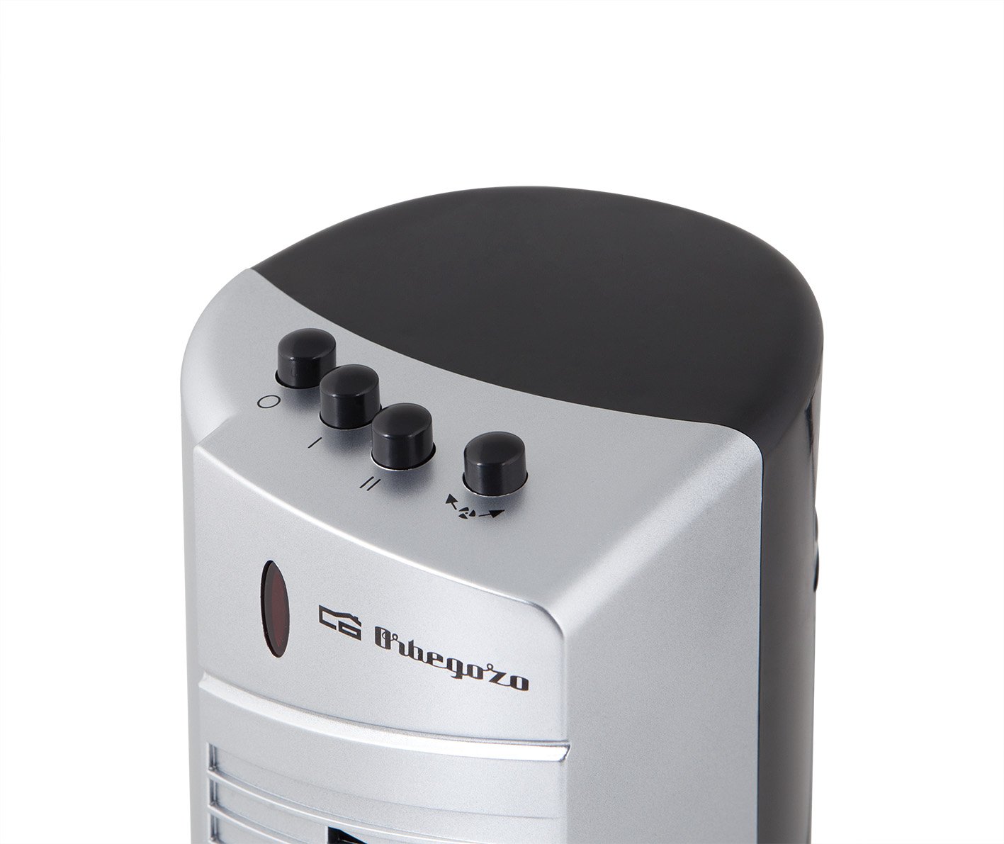 Orbegozo TM 0915 - Ventilador mini torre de sobremesa, 2 velocidades de ventilación, 36,5 vm de altura, diseño moderno con botones softtouch, 75º de oscilación, 30 W, gris y negro