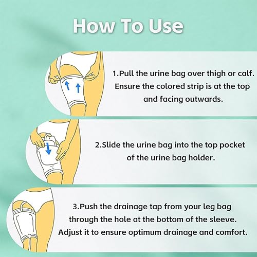 Miniatura 6 de Soporte para bolsa de pierna de catéter, 2 fundas de tela para catéter de orina, soporte para bolsa de drenaje urinario, funda de bolsa de drenaje