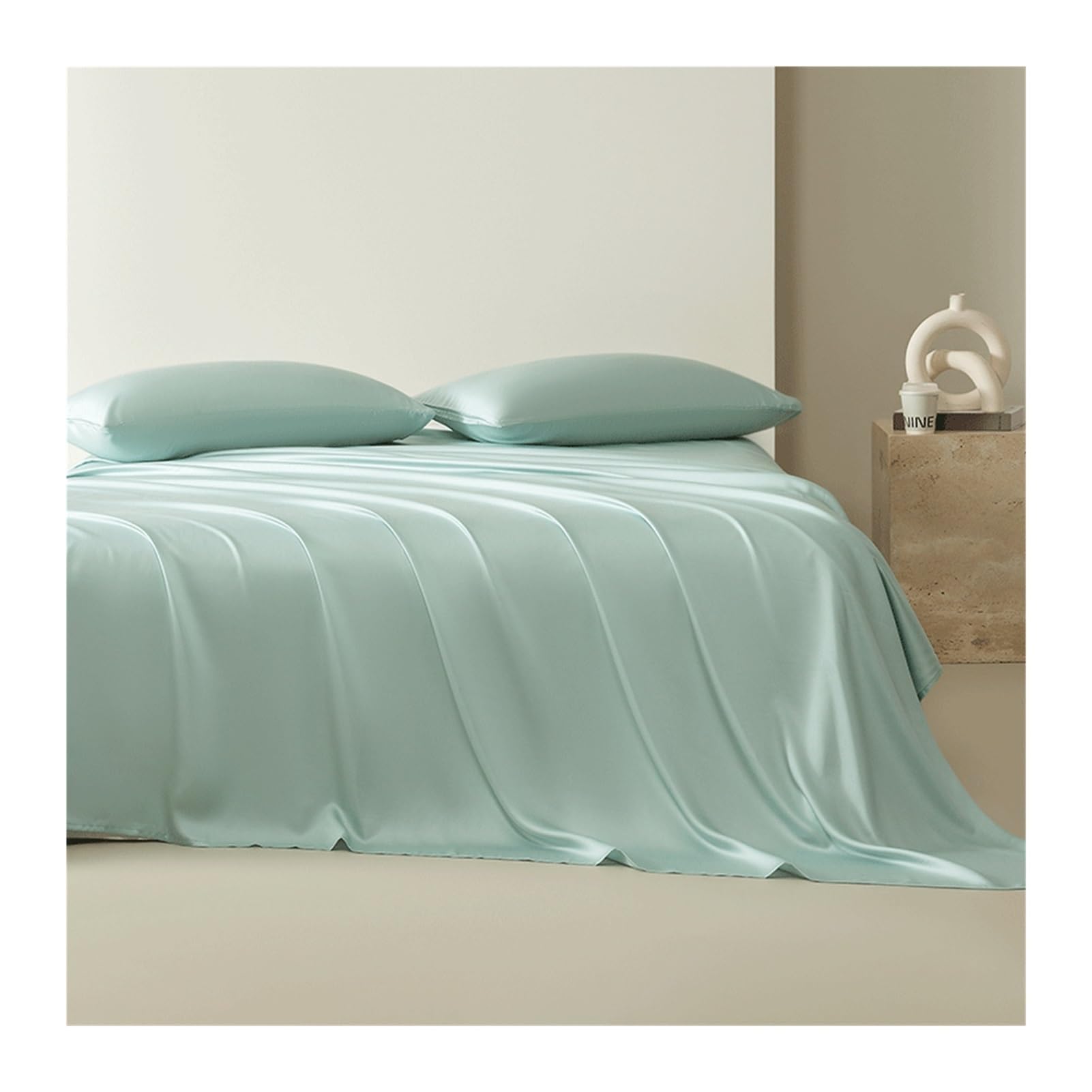 Sábana Encimera 160x230cm 230x245cm 245x250cm 245x270cm Sábana Plana Cama de 90 a 200cm Tencel Lujosa Suave y Sedosa(Aqua Green,245x270cm+48x74cm x2)