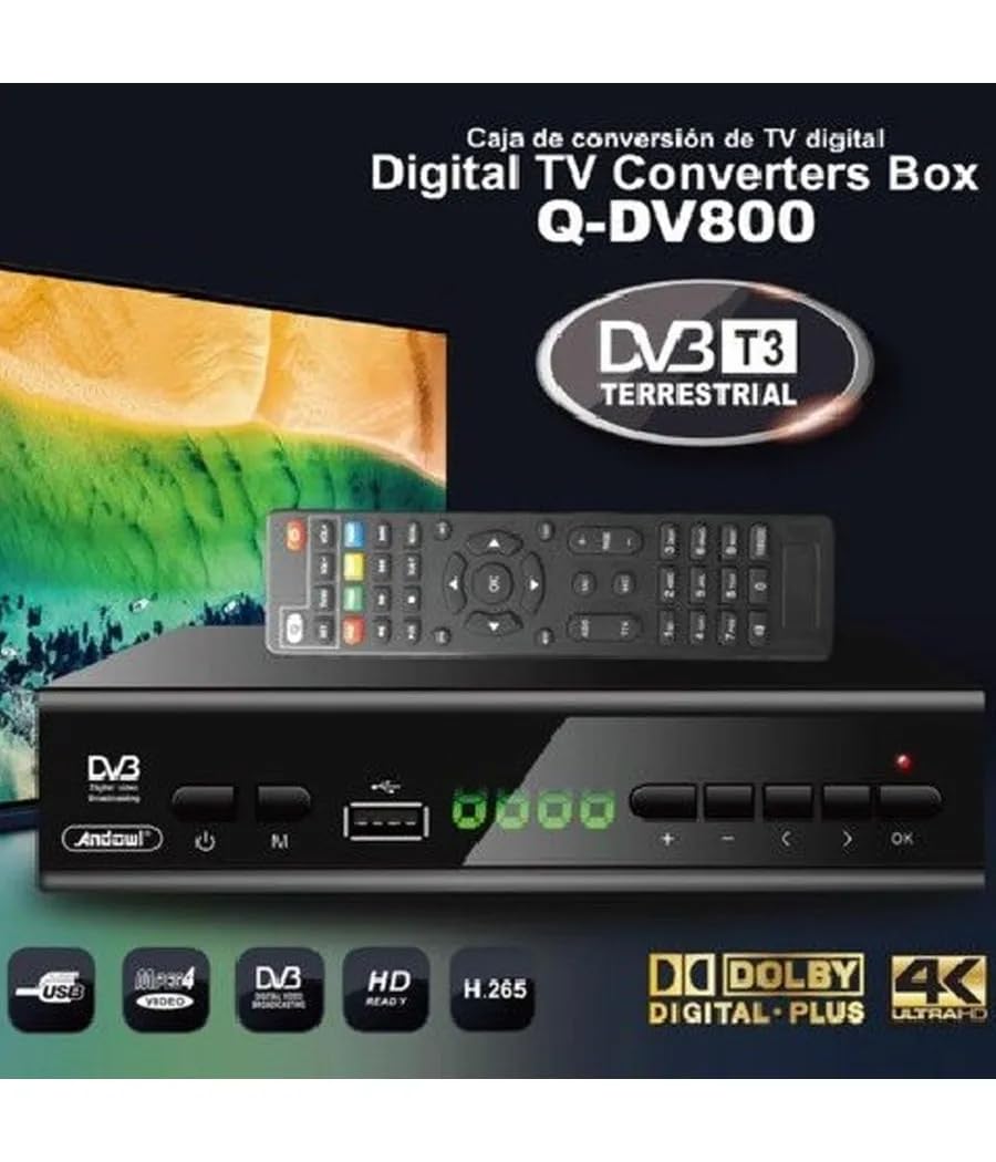 Decoder Digitale Terrestre Dvb T3 Hd 4k Dolby H.265 Usb Scart Lan Q-dv800