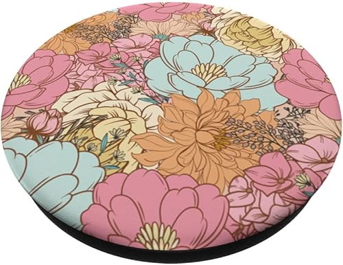 Miniatura 2 de Spring Flowers Retro PopSockets de flores silvestres con diseño de flores silvestres intercambiables