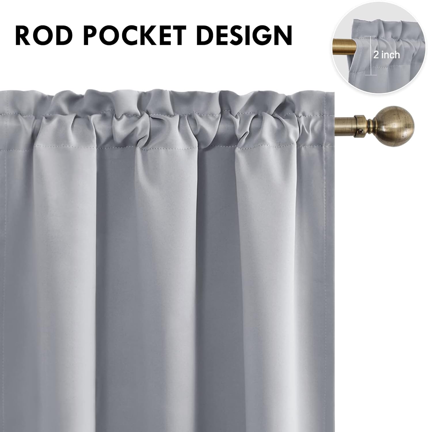 DWCN Blackout Curtains Room Darkening Thermal Insulated Bedroom Curtains Window Curtain Panels, 38 x 63 inches Long - Image 5
