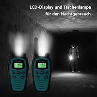 HUNICOM Walkie Talkie Adóvevő 5 km Hatótávval - 16 Csatornás PMR446 Kézi Rádió LED Lámpával, VOX Kéz Nélküli Funkcióval, Kék 5