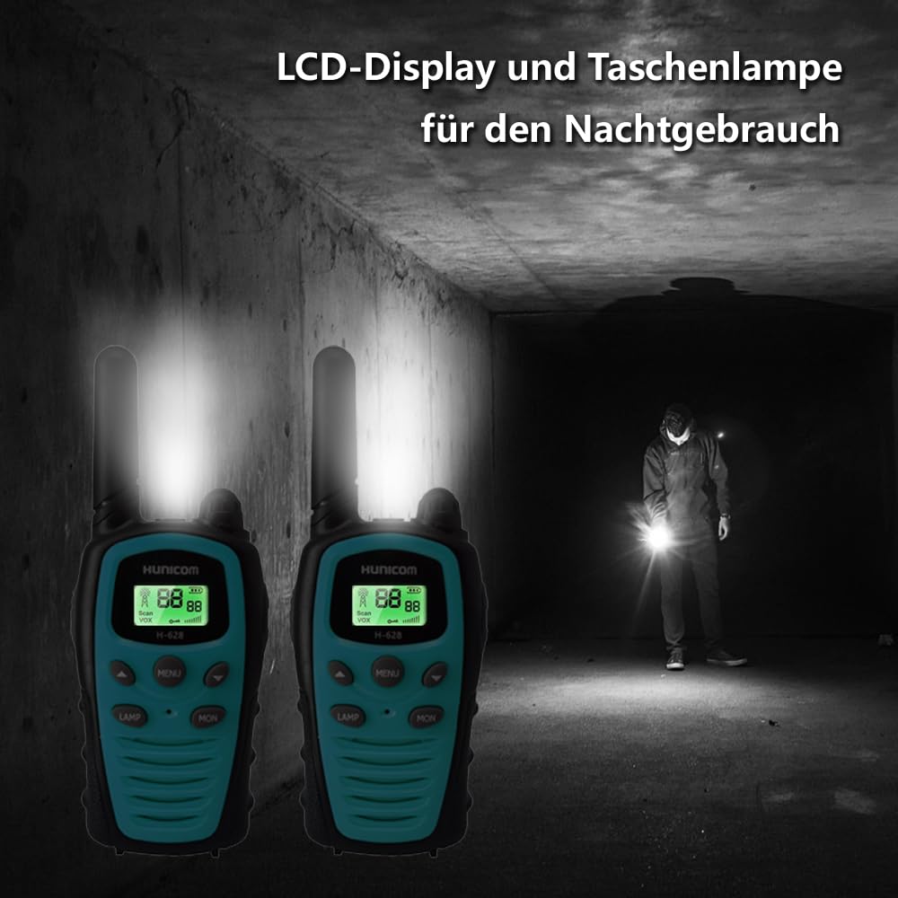 Walkie Talkies für Erwachsene,Einfach zu bedienendes Funkgerät | Große Reichweite, PMR, VOX Freisprecheinrichtung, Taschenlampe, LED-Hintergrundbeleuchtung